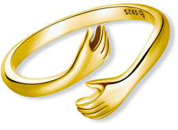Pierścionek Złoty Dłonie Regulowany Przytulanie Pozłacany 925
